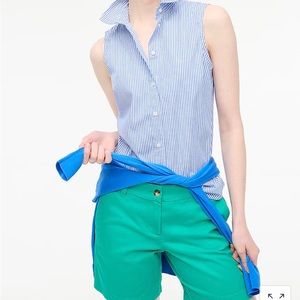 JCrew striped sleeveless button down collar top